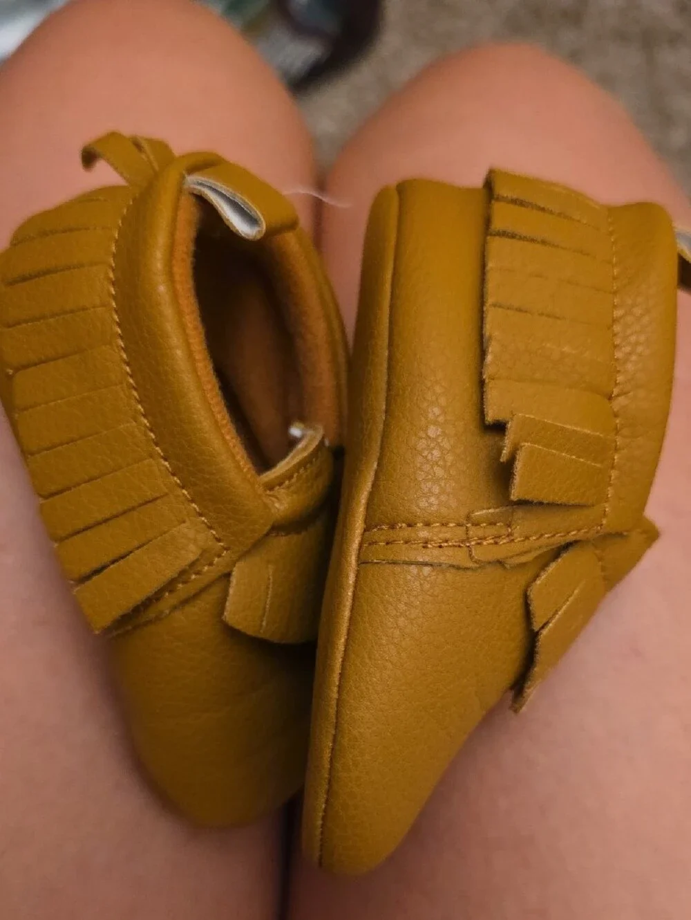infant Moccasin Slip-On Shoes in Mustard